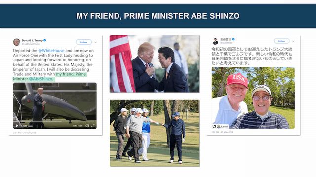 トランプの下では、日本は同盟国以上のものです。すなわち日本 は友達なのです。この現実は、トランプのツイートと彼の写真の中で安倍首相と共に 映った事で明らかにされています。彼らが本当にお互いに感謝し