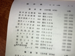 映画館名簿1980年　福井