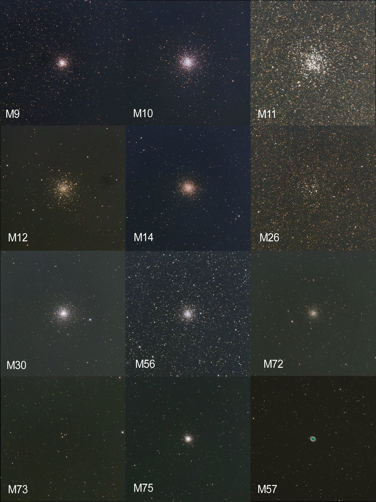 M9からM75までの夏空の球状星団 2020年8月