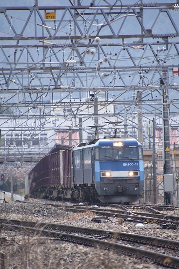 2020年4月26日撮影　東線貨物2083ﾚ　EH200-11号機　塩尻駅3番線通過