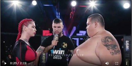 【動画】「強さは体重が全て」を証明する対戦　60kgの女格闘家vs240kgの素人男が戦った結果・・・